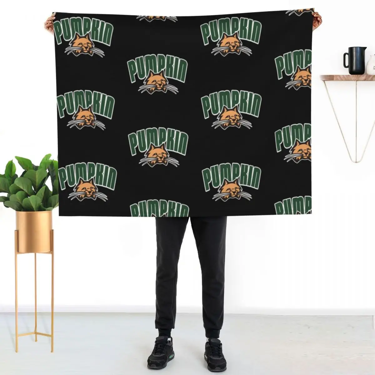 Ohio University Logo Pumpkin the Cat Throw Blanket Stylish Warm Blanket for Living Room Bedroom