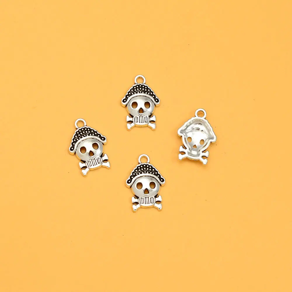 40pcs/lots Halloween Pumpkin Skull Head Spider Web Wizard Bat RIP Charms Pendants For Diy Jewelry Making Wholesale Bulk Items