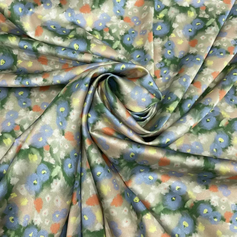 

Hangzhou Real Silk New Stretch Crepe Satin Digital Inkjet Printing Cheongsam Dress Fabric