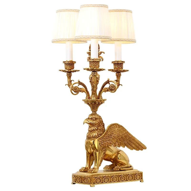 Baroque Griffin Restaurant Antique Brass Lights Gold Luxury Table Light Mid Century Table Lamp