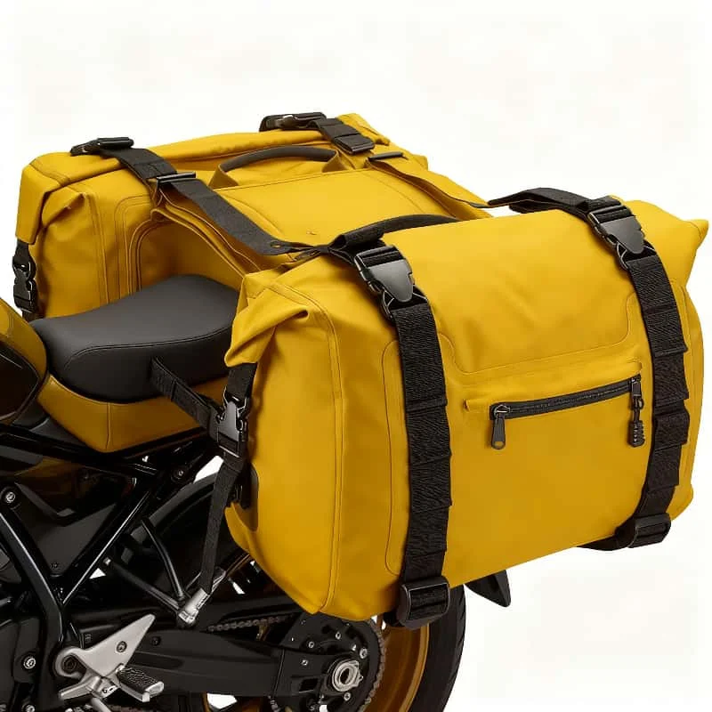 Custom Waterproof Anti-Theft 30-56L Capacity PVC Travel Motorcycle Saddle Bag Fuel Tank Side/Rear Mount Luggage Tail Bag for