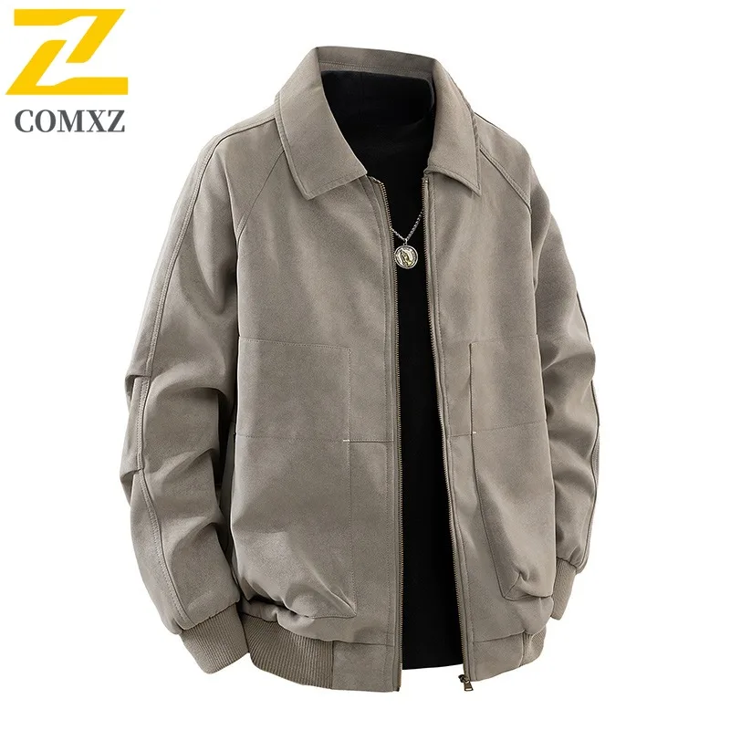 

COMXZ Outdoor Stand Collar Leather Jacket Men Classic Riding Comfort Motorcycle Jackets Casual Daily Lightweight Autumn Coats