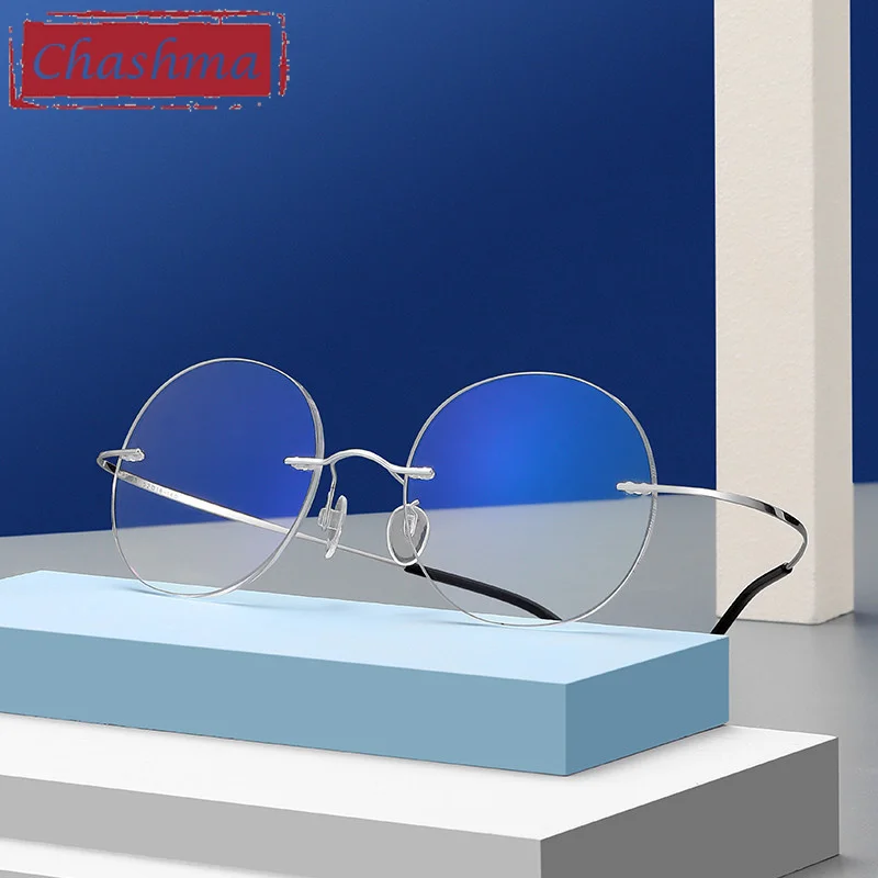 2 g Men Round Prescription Eyeglasses Graduation Lenses Light Optical Frames Rimless Titanium Glass for Women