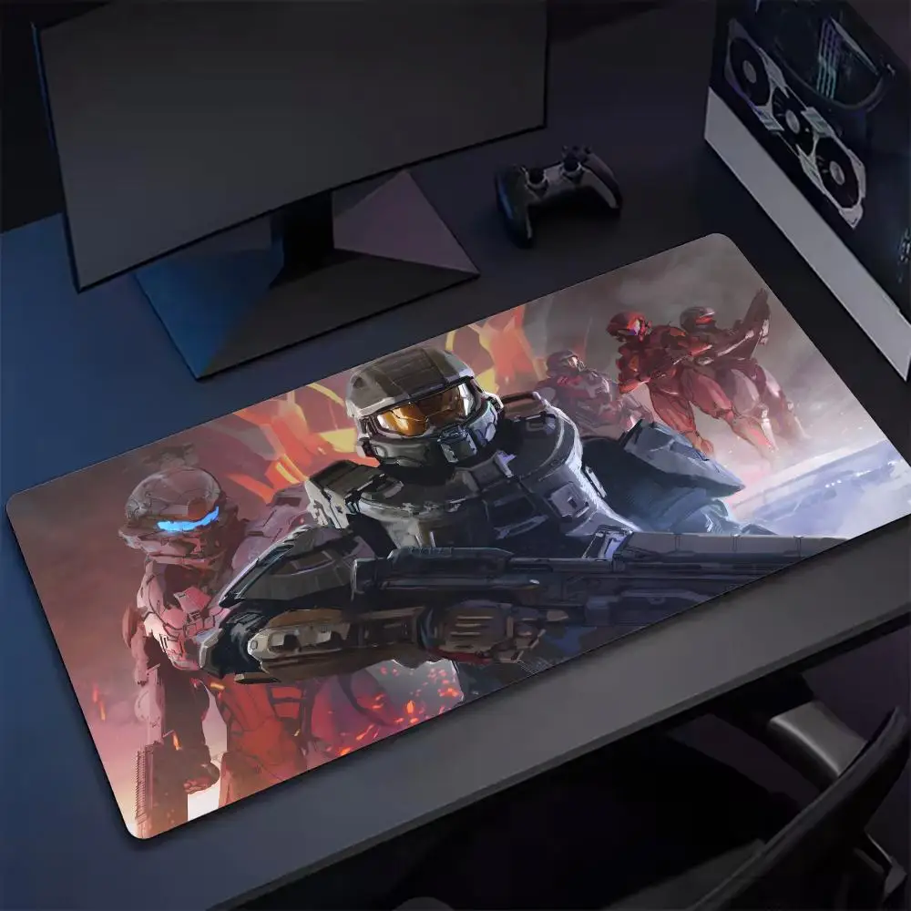 H-Halo soldier captaines Mouse Pad Tapetes de Mesa Teclado, Borracha Kawai, Tapete de Mesa Antiderrapante, XXL90x40cm