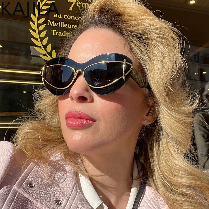 Sexy Cat Eye Double Frame Sunglasses Women 2026 Luxury Brand Vintage Y2K Punk Sun Glasses For Ladies Retro Eyewear Shades UV400