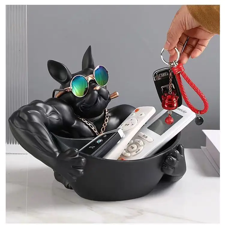 Chic French Bulldog Storage Box & Tray Home Decor for Keys Phones Remotes Entryway Doorstep Shoe Cabinet Desktop