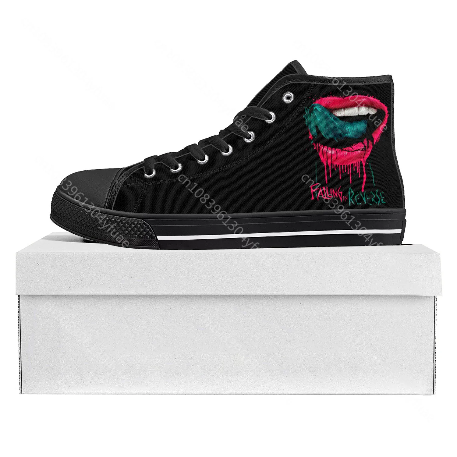 Falling In Reverse Punk Rock Band High Top High Quality Sneakers Mens Womens Teenager Canvas Sneaker Couple Shoe Custom Shoe