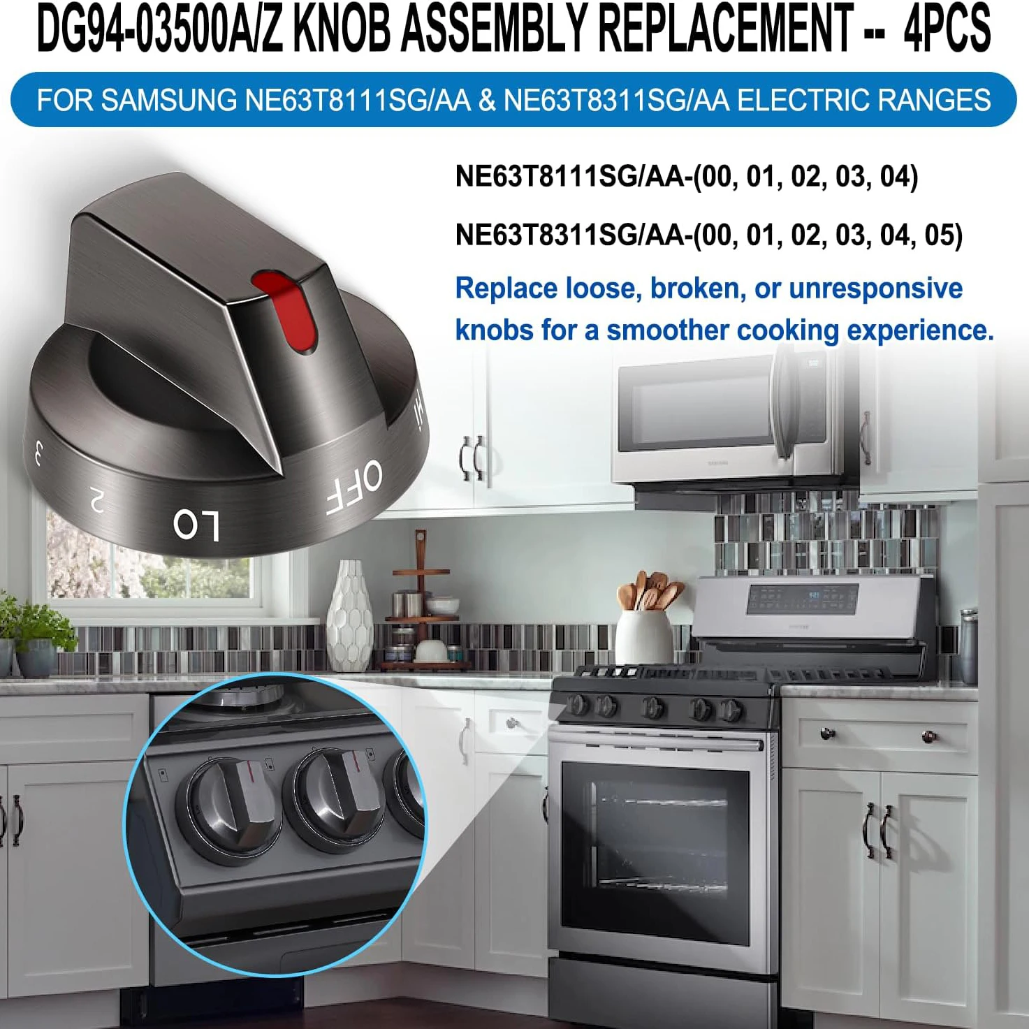 ANX DG94-03500A/Z Herdknopf Teile für Samsung NE63T8111SG/AA NE63T8311SG/AA Elektroherd für DG94-03500Y DG64-00975A – Detail 2