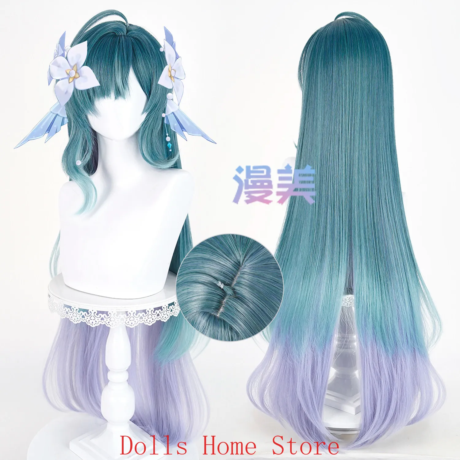 Genshin Impact Vodyanitsa Anime Cosplay Wig Hair Women Halloween Heat Resistant Synthetic Wigs Party Role Play Gift view 2