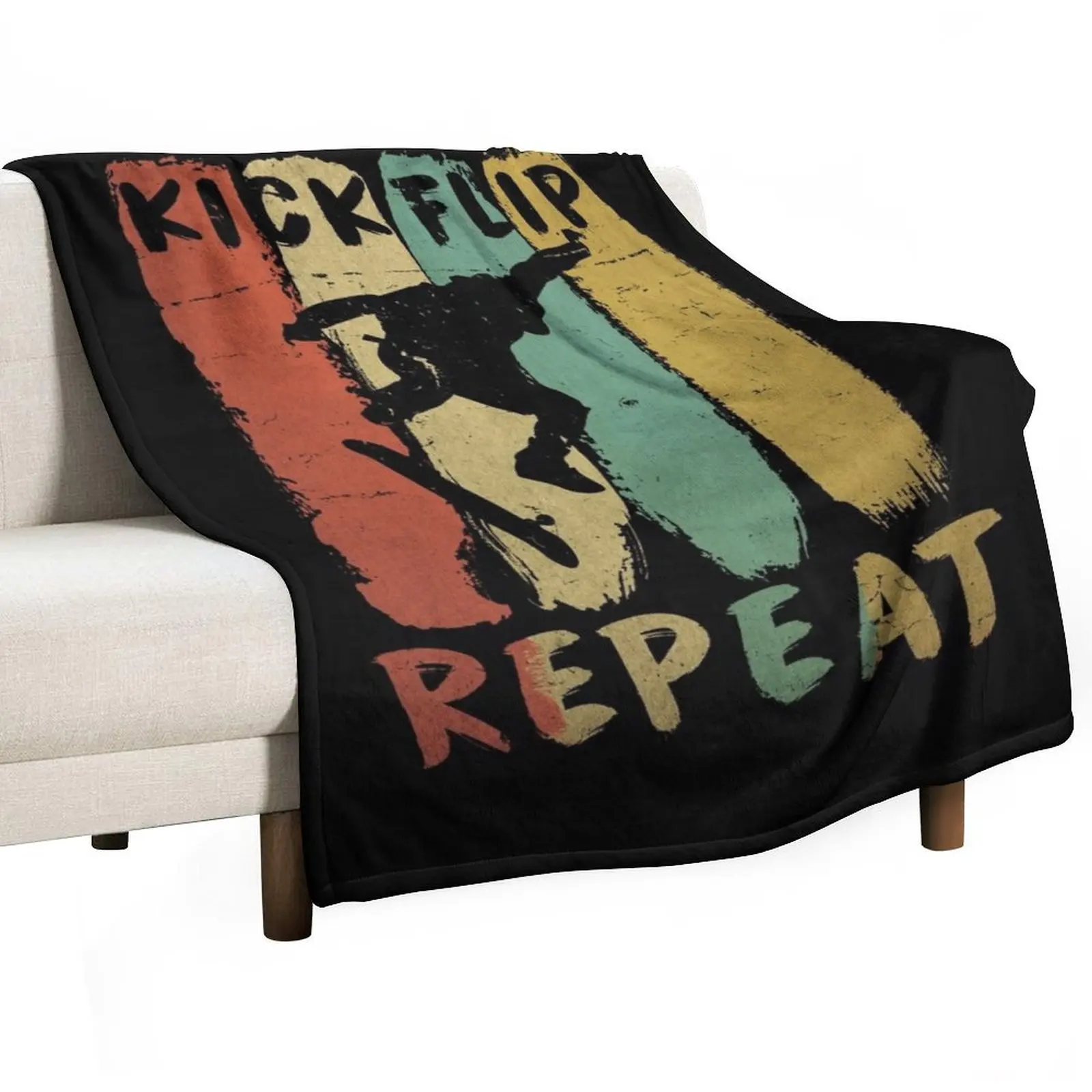 Kick Flip Repeat, Skateboard Shirt, Skateboarder Gift, Skate Party, Skateboard, Skate Art, Skateboard Art, Skater, Throw Blanket