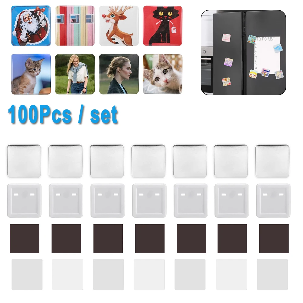 

100pcs Badge Materials DIY Decorative Sublimation Fridge Magnets 50*50mm 2 inch Personalized DIY Badge Pin Button Gift