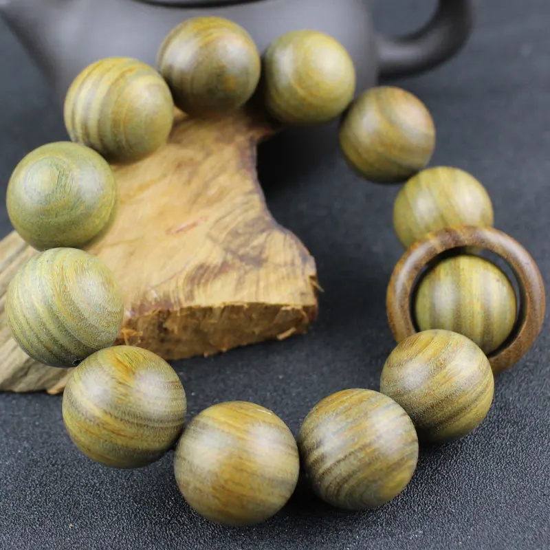 South American green sandalwood bracelet with running rings, decorative hand chain for men and women, Buddhist beads for tourist