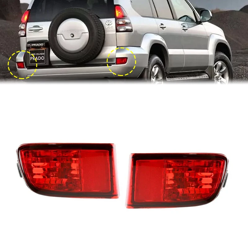 Reflector de parachoques trasero, carcasa de luz antiniebla de conducción (sin bombilla) para Toyota Land Cruiser FJ120 Prado 2002-2009 4Runner 2003-2005