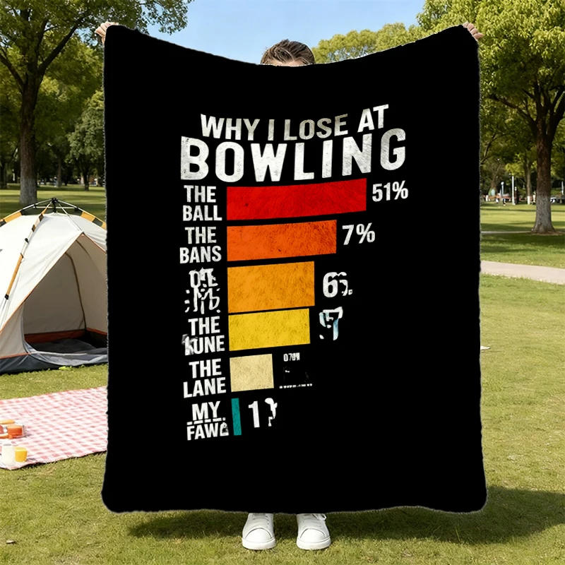 Why I Lose at Bowling Flannel Blanket, Funny Bowling Flannel Throw, Strike and Guterball Humor Cozy Blanket