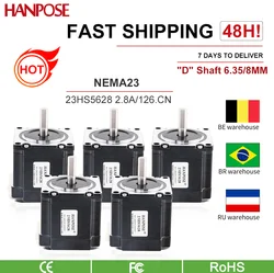 5PCS Nema 23  Stepper Motor 23HS5628 4-lead  2.8A 126N.cm  8mm 6.35mm 57 Series motor For cnc 3D Printer Monitor Equipment