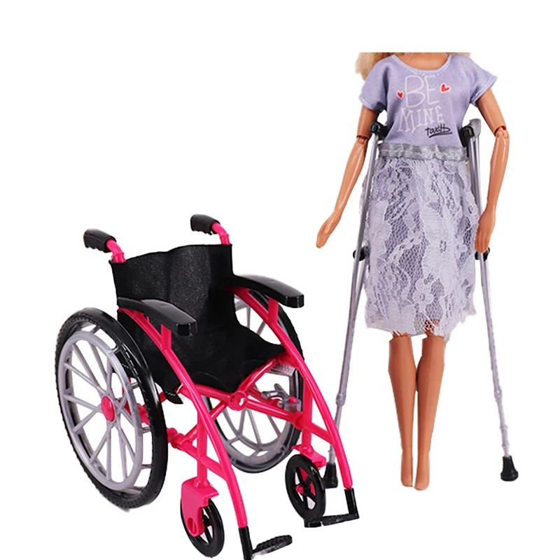 1Set Miniatur Faltbare Rehabilitation Rollstuhl DIY Realistische Krücke Modelle Spielzeug Puppen Zubehör Dekorativ