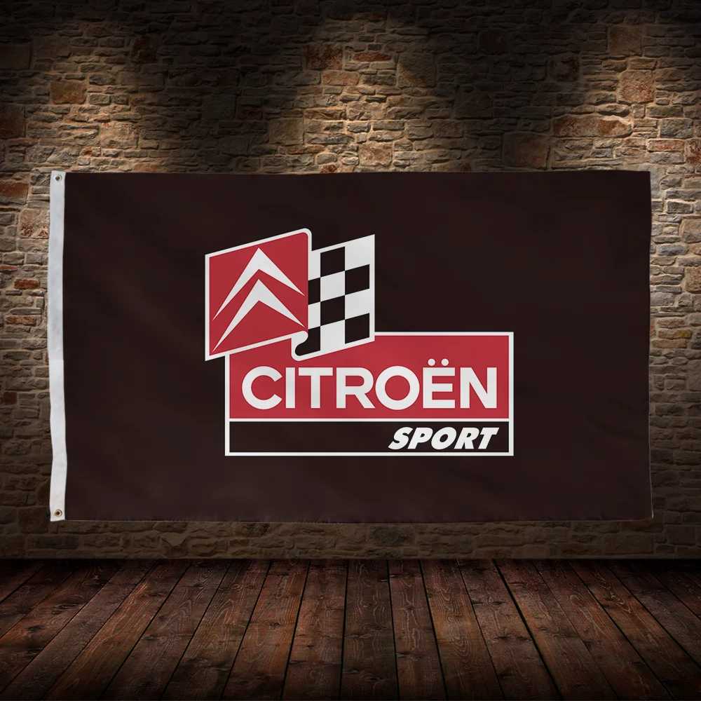 3X5 Ft C-Citroens Racevlag Polyester Bedrukte Auto 'S Vlaggen Voor Kamer Garage Decor