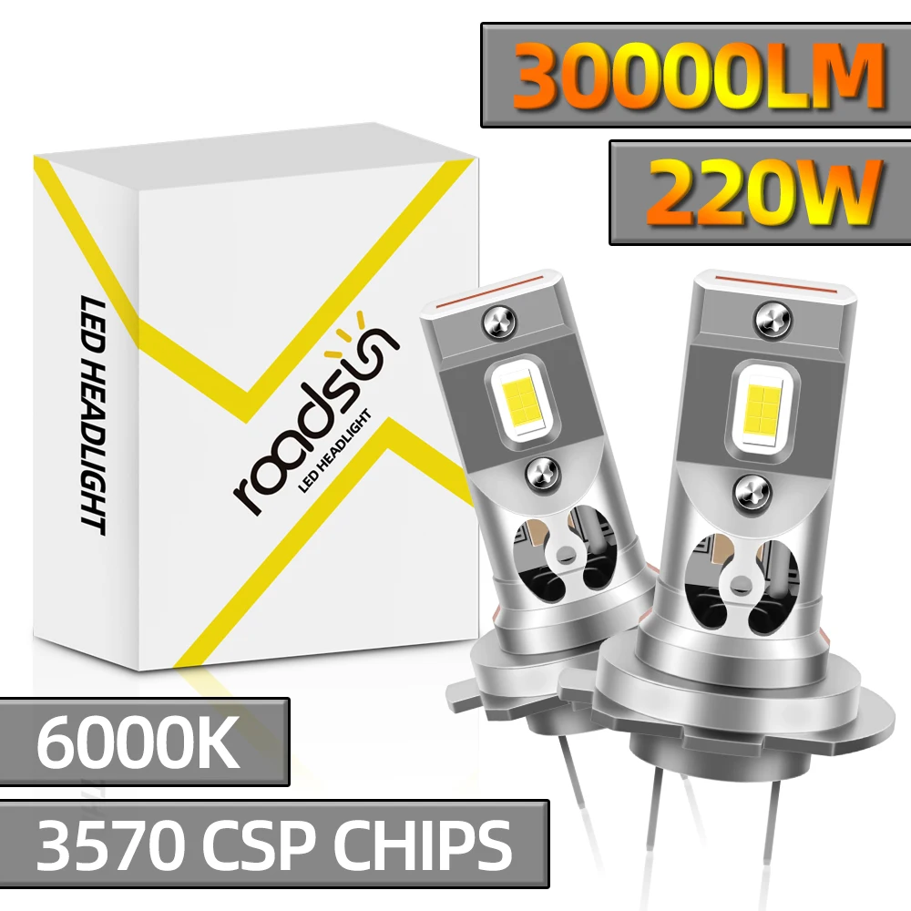 

New 220W LED H7 Car Headlight Bulb Turbo Lamps 9005 9006 Light H4 H11 6000K Wireless Headlamp Auto Lamp White 30000LM with Fan