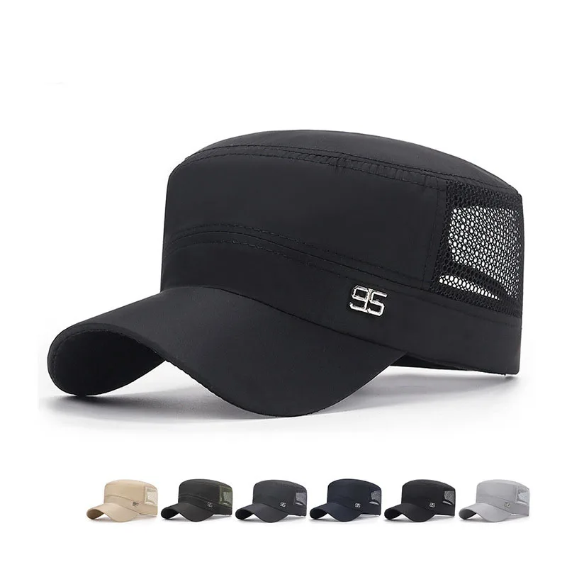 military cap flat top hat men's baseball hat spring summer men's outdoor sunshade mesh hat