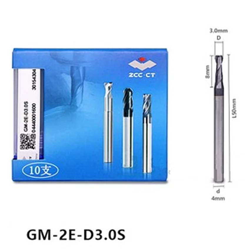 GM-2E-D3.0S ZCC.CT GM-2E Two edge straight shank flat end milling cutter Φ3.0*4*8*50 2T Flat End Mills 2 Flutes Flat End Mills