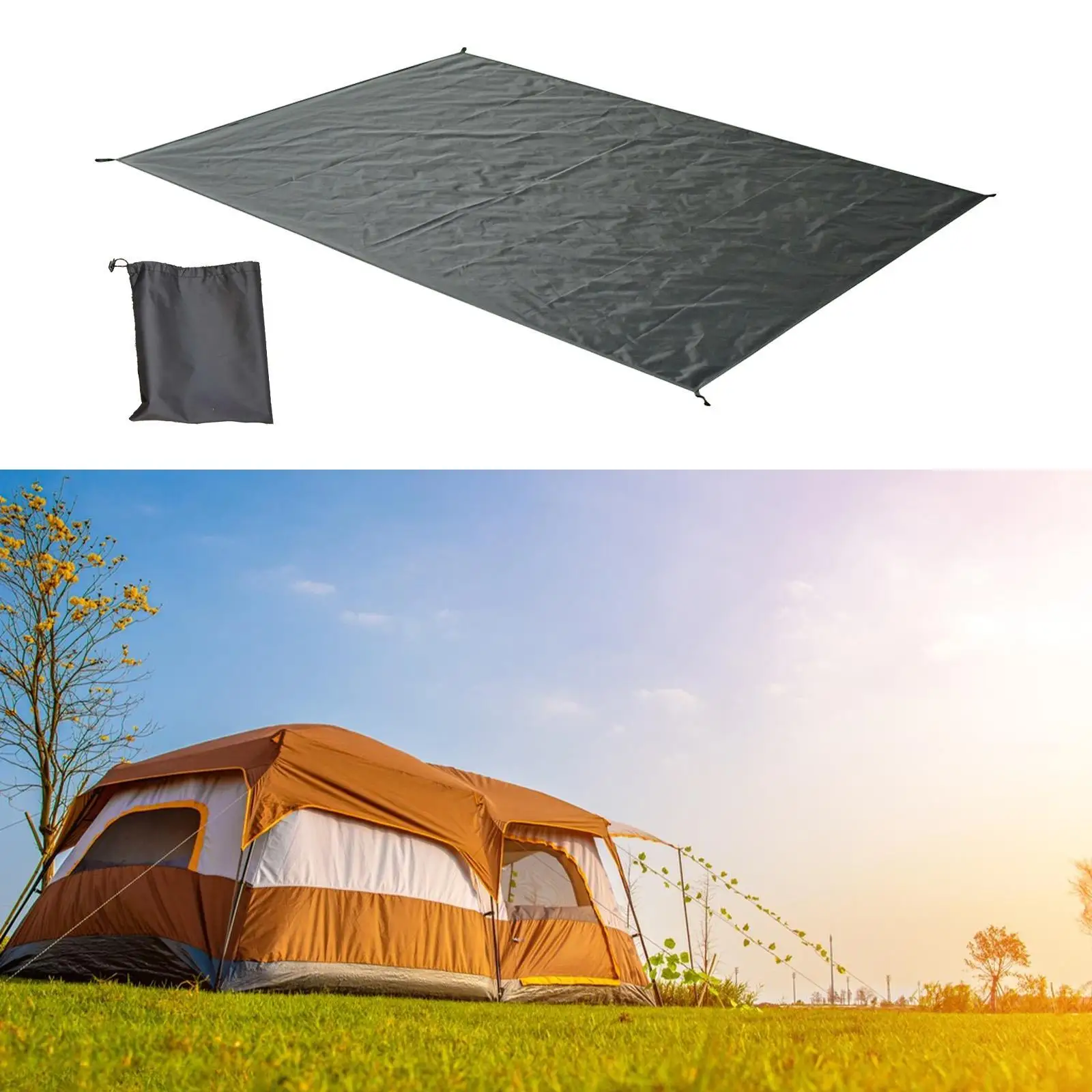 Waterproof Camping Tarp Tent Footprint Hammock Shelter Oxford Cloth Ground Sheet Camping Mat for Equipment Backpacking Trips