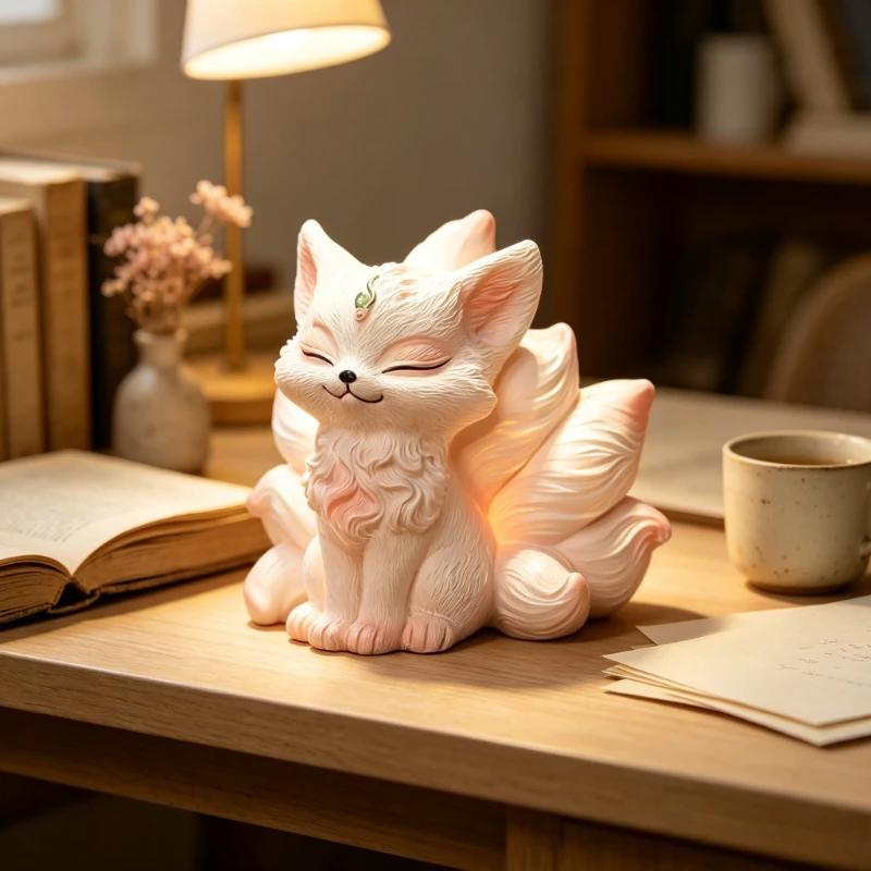 Creative Nine Tailed Fox Entrance Decoration Light Luxury Door Shoe Cabinet Living Room Home Desktop Decoration