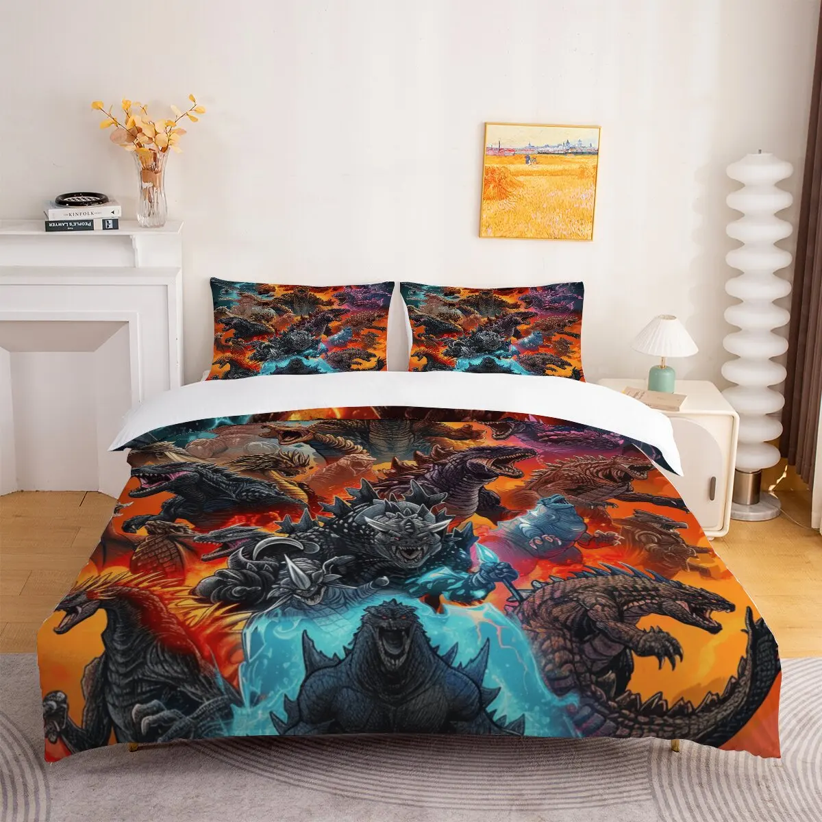 Godzilla Down juego de edredón talla grande Alliance 1 funda nórdica, 2 fundas de almohada, 3 piezas