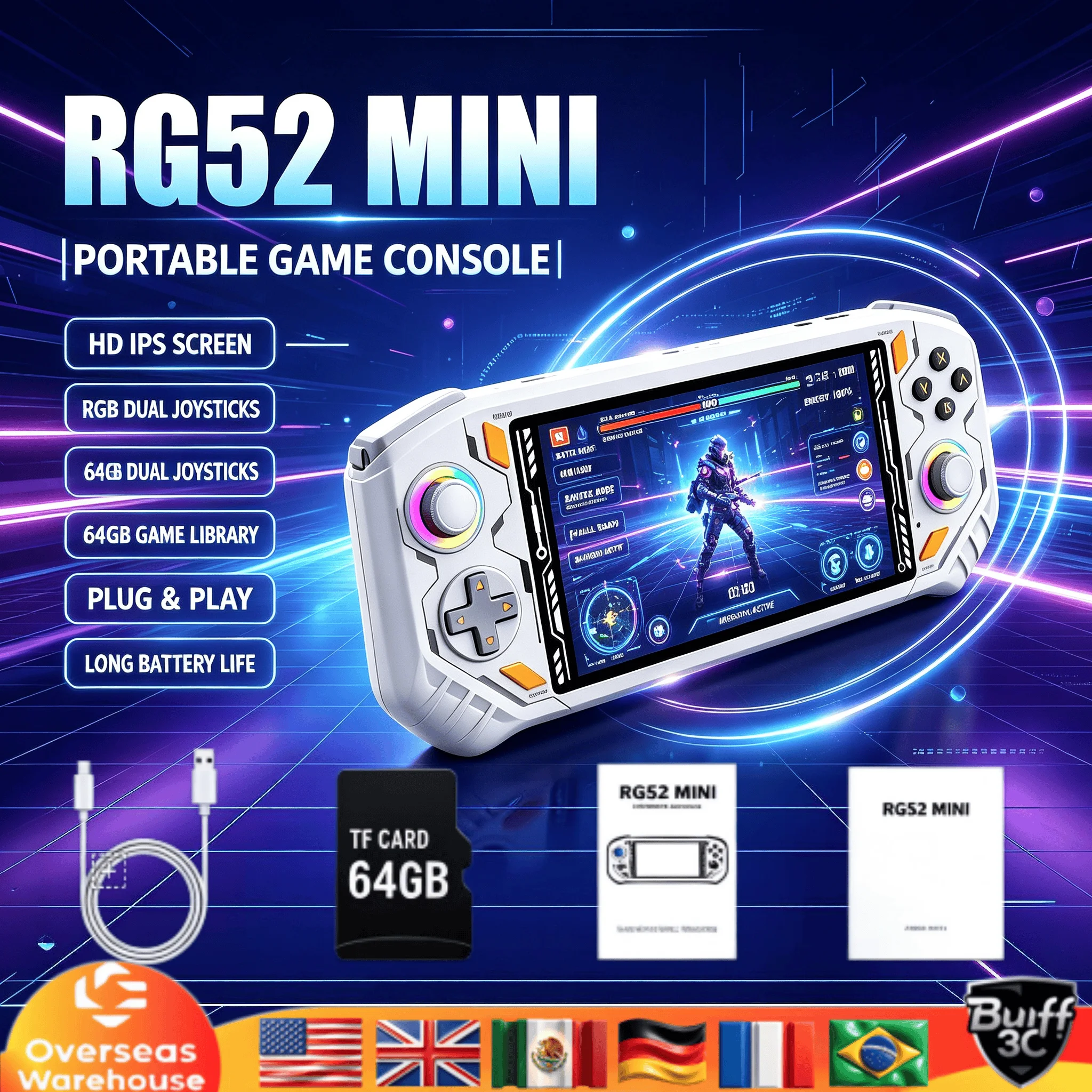 AISLPC RG52 MINI Handheld Game Console Dual System 2.4G WIFI 5.5