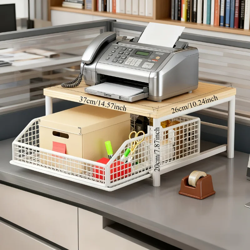 2-stöckiger Küchen-Mikrowellenständer mit Ausziehschublade Arbeitsplatten-Aufbewahrungsregal für Backofen, Heißluftfritteuse & Kleingeräte