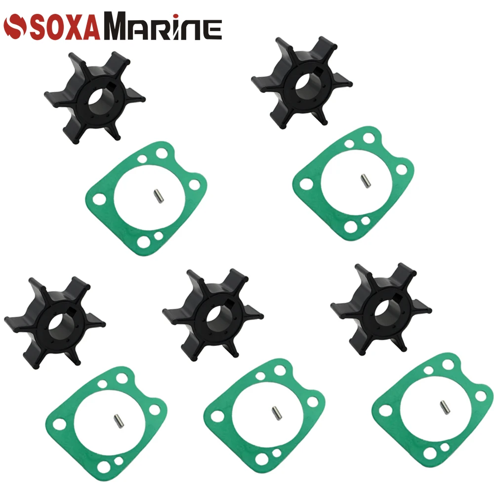 5pcs Water Pump Impeller with Key for Yamaha Mariner Outboard Motor 6E0-44352-00