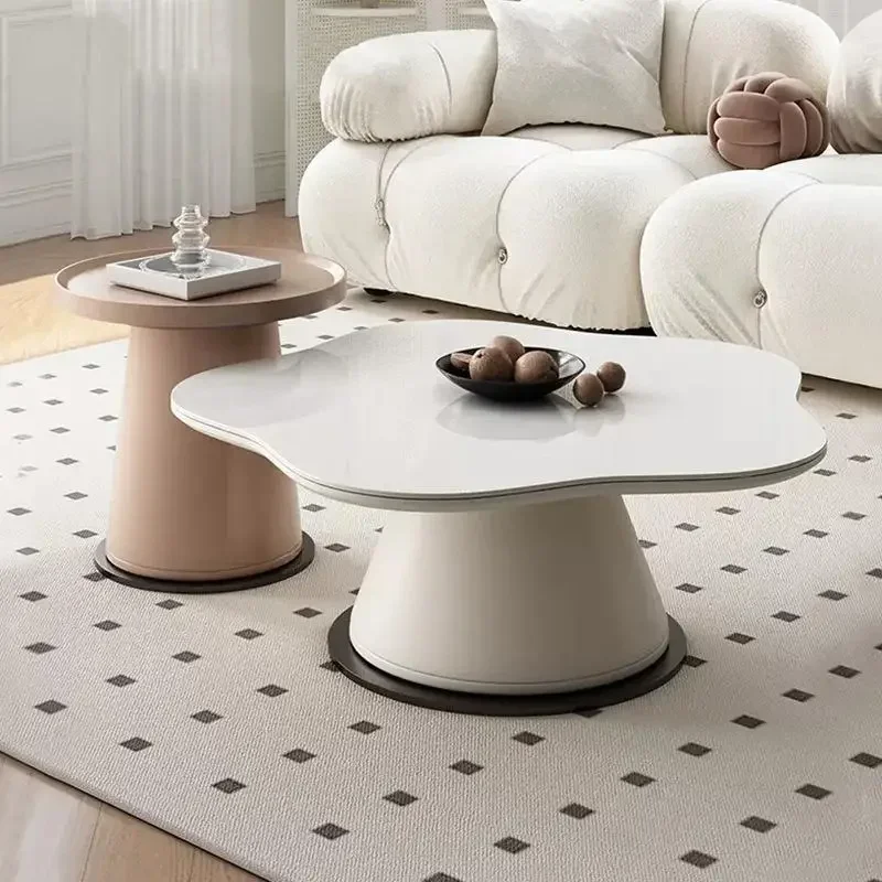 

Slate round flower coffee table, household living room small apartment side table simple