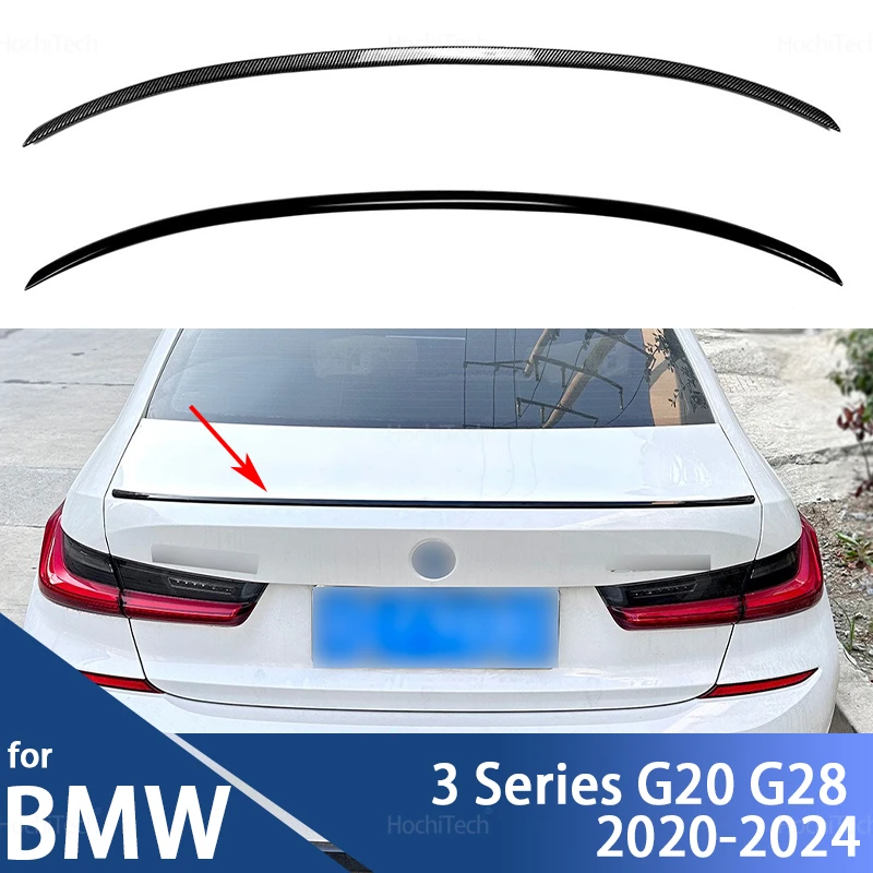 

For BMW 3 Series G20 G28 320i 325i 330i 2020-2024 Carbon Fiber Look Rear Bumper Lip Trunk Spoiler Wing Tail Gloss Black