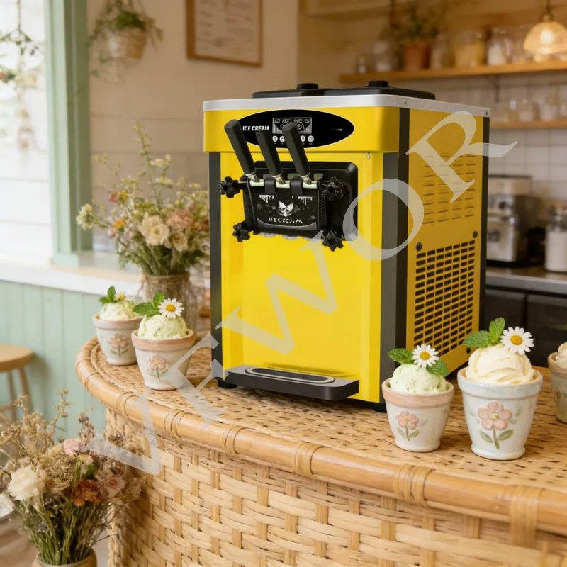 Wholesale Commercial Soft Ice Cream Maker for Coffee Shops and Sweet Stores Colorful Machine for Milk and Water Ingredients