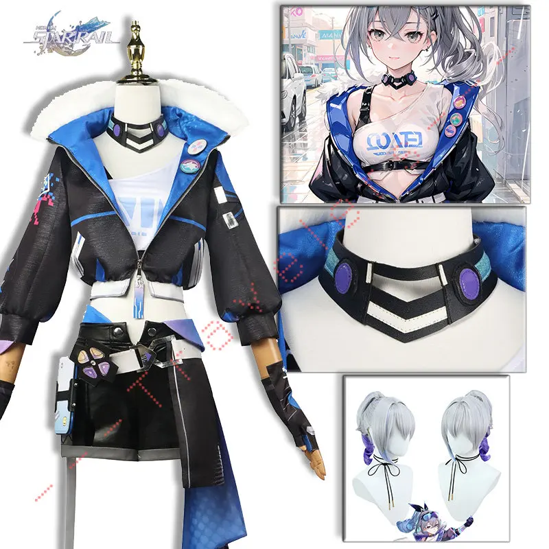 Silver Wolf Cosplay Honkai Star Rail Costume parrucca gioco uniforme occhiali orecchini Stellaron Hunters Hacker Halloween Party Women