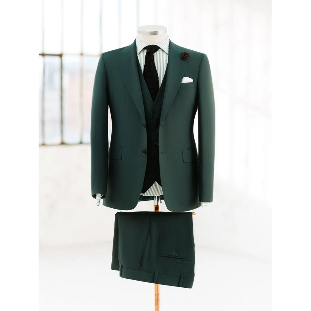 

Single Breasted Slim Fit Formal Business Men Suits Set 3 Pieces Jacket Pants Vest Work Commute Social Party Male Suit