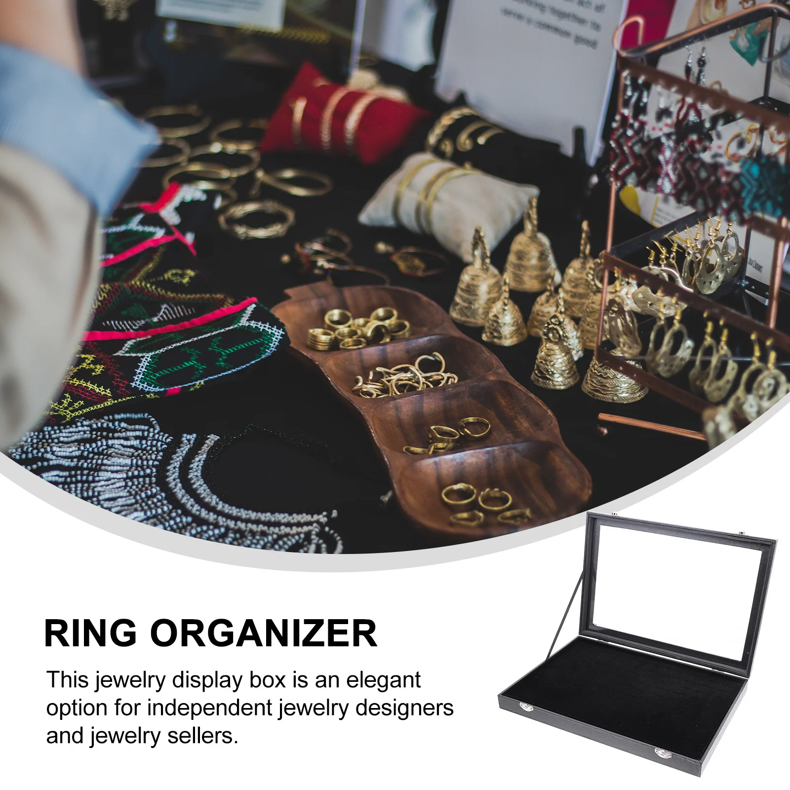 

Organizer Box With Lid For 100 Slots Ring Display Case Jewelry Storage Holder Tray For Selling Personal Use, Tidy Ring