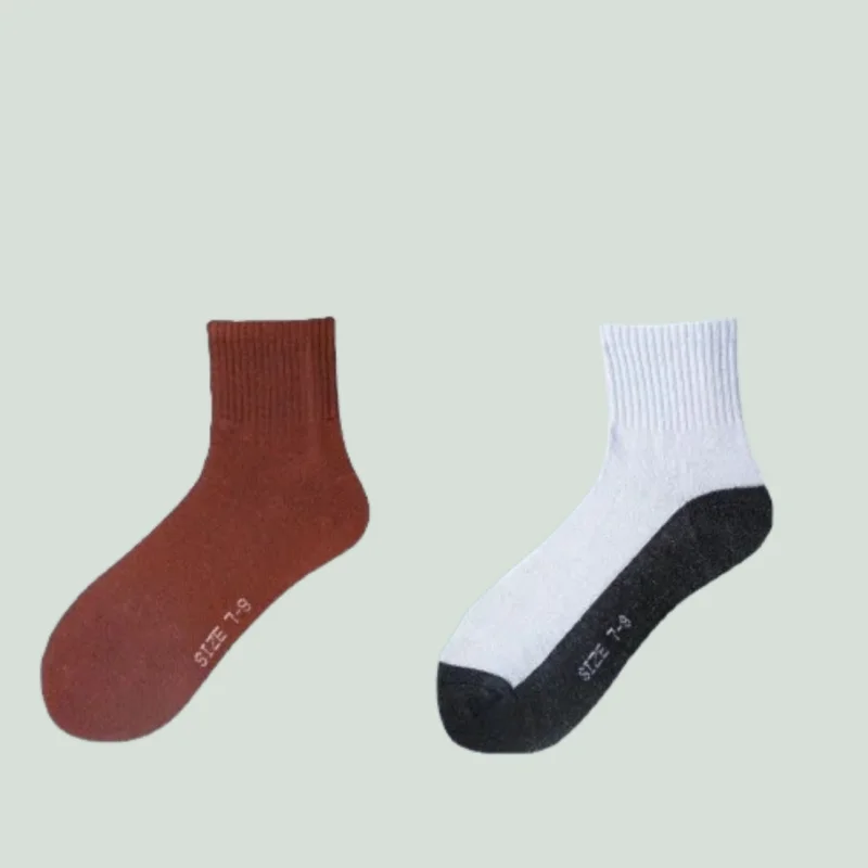 Calcetines deportivos de poliéster y algodón para hombre, medias de tubo medio, absorbentes del sudor, color blanco, 5/10 pares, novedad de 2024