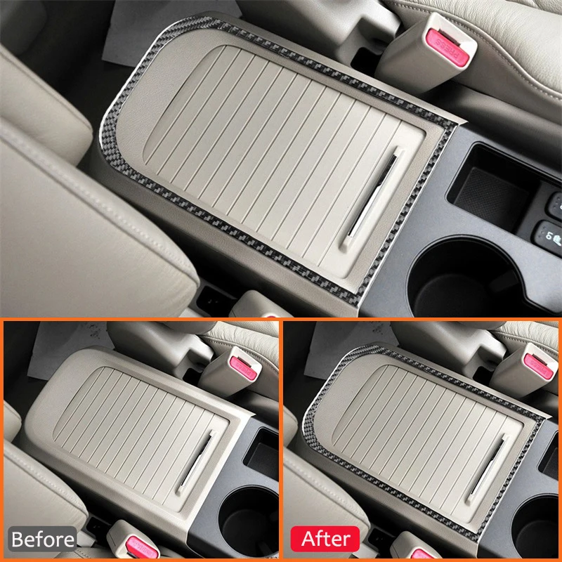 For Honda CRV 2007-2011 Carbon Fiber Car Console Storage Box Panel Trim Frame Decorative Sticker Interior Accessories