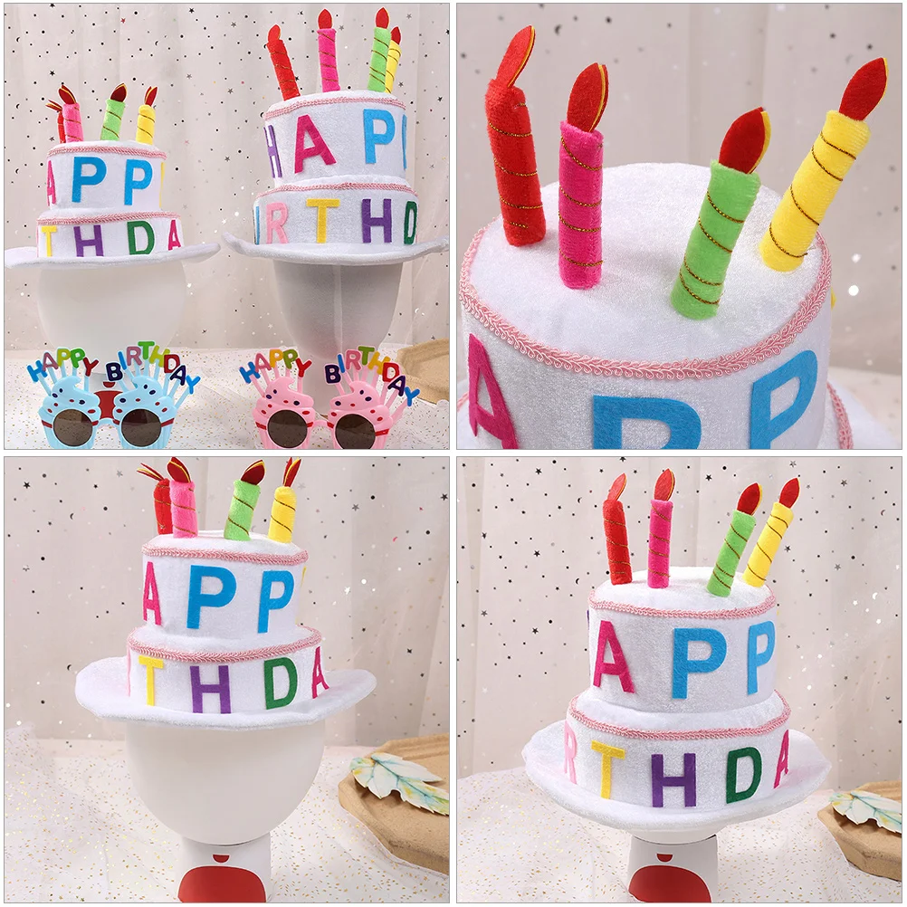 

Creative Birthday Cake Shaped Hat for Birthday Party Supplies Decorative Headwear Party Favor Accessory