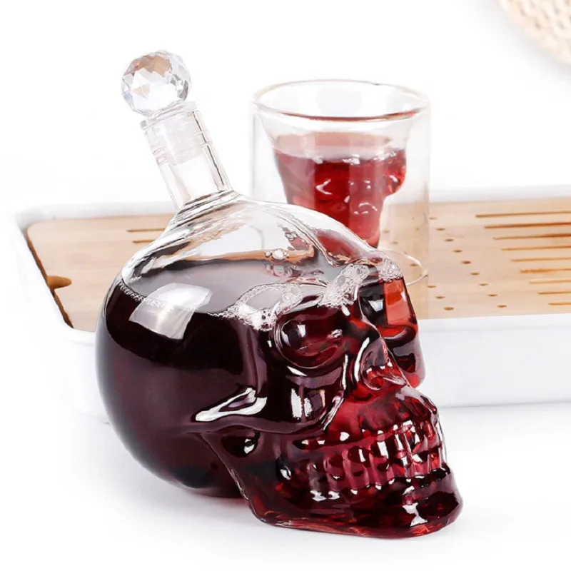 Creative Skull Head Decanter Crystal Bottle Vodka Wine Decanter Bottle Wine Glass Beer Glass Spirits Cup Whisky Water Glass Bar