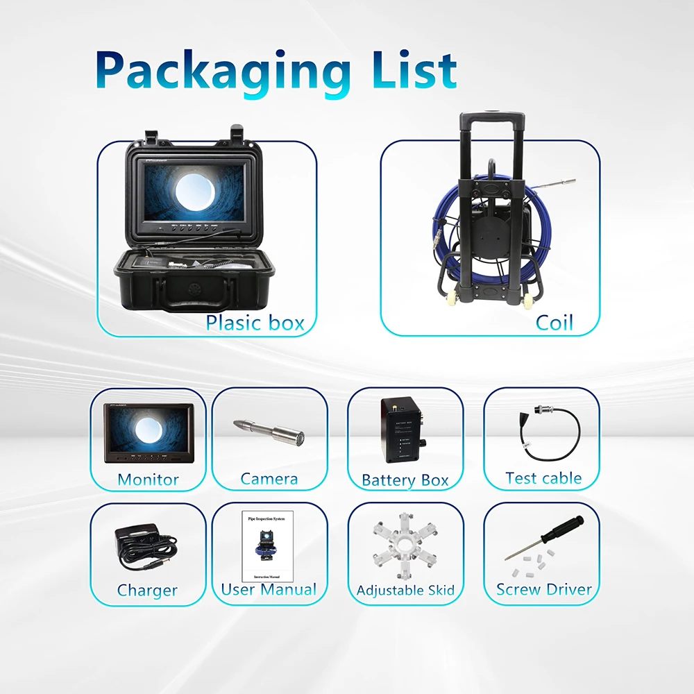 Cámara de drenaje para tubería endoscópica industrial, Cable de 20m, cámara de inspección de alcantarillado de 7mm y 5mm de diámetro, 70m