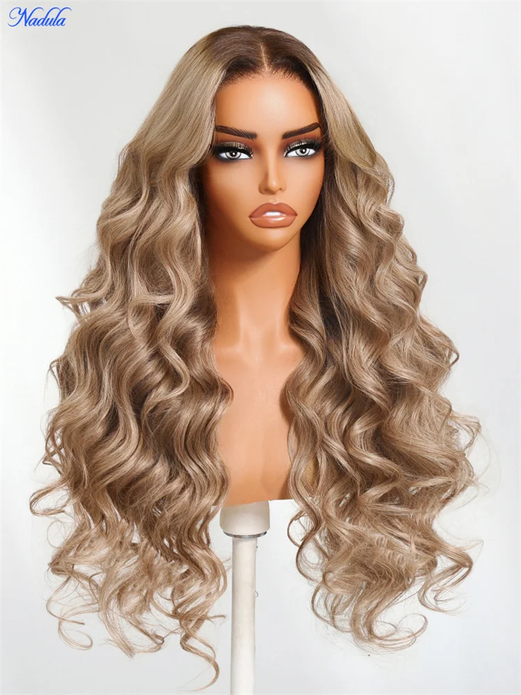 

Надула, светло-русый с коричневыми корнями, без склеивания, 13x4, готовый к использованию ™ Кружевной парик-фронталь с эффектом «волна» и невидимой завязкой-шнурком