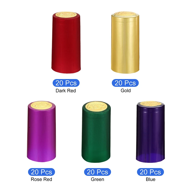 100 pz dritto bottiglia di vino termoretraibile capsula PVC termorestringente tappi di bottiglia 、 maniche termoretraibili copertura superiore pellicola avvolgere per bottiglia bocca