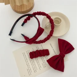 Vintage French Velvet Headband for Women Solid Colors Thin Hair Hoops Red Hair Bands Head Bezel Hair Accessories for Girls