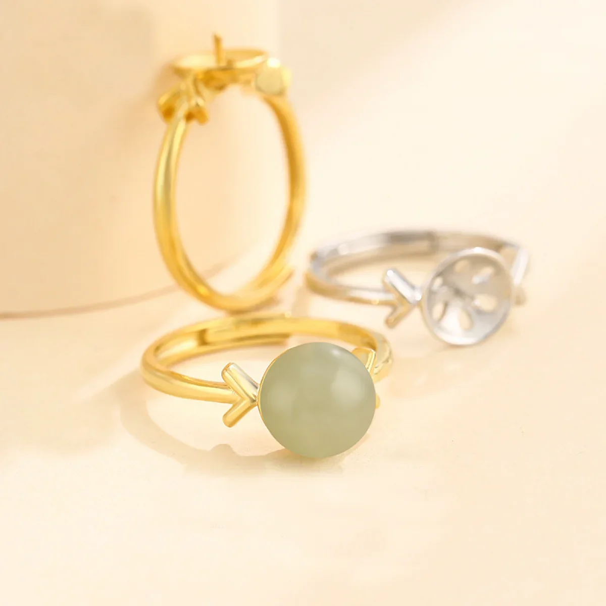 925 Sterling Silver Adjustable Ring Blank Base Fit 6-8mm Round Beads DIY Ring Jewelry Making Accessories Finding