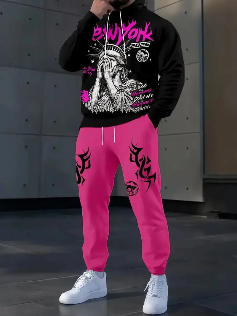 

The new men's set for Spring and Autumn 2025 features a casual fashionable and comfortable 3D pattern print