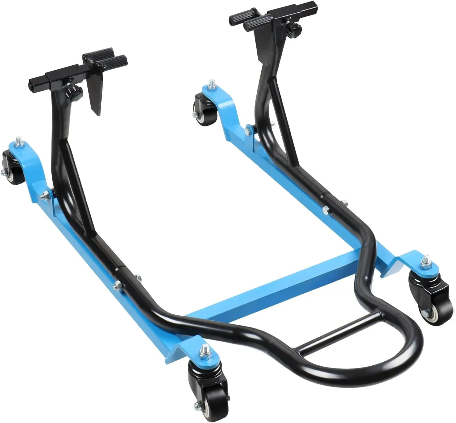 

Heavy Duty Motorcycle Rear Wheels Lift Stand with 4 Movable Wheels, 440 LBS Capacity, Adjustable Width Swingarm Paddock Stands f