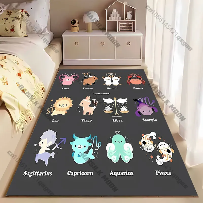 Cute zodiac signs illustration carpet Yoga living room room decor children's crawling mat doormat area rug games mat