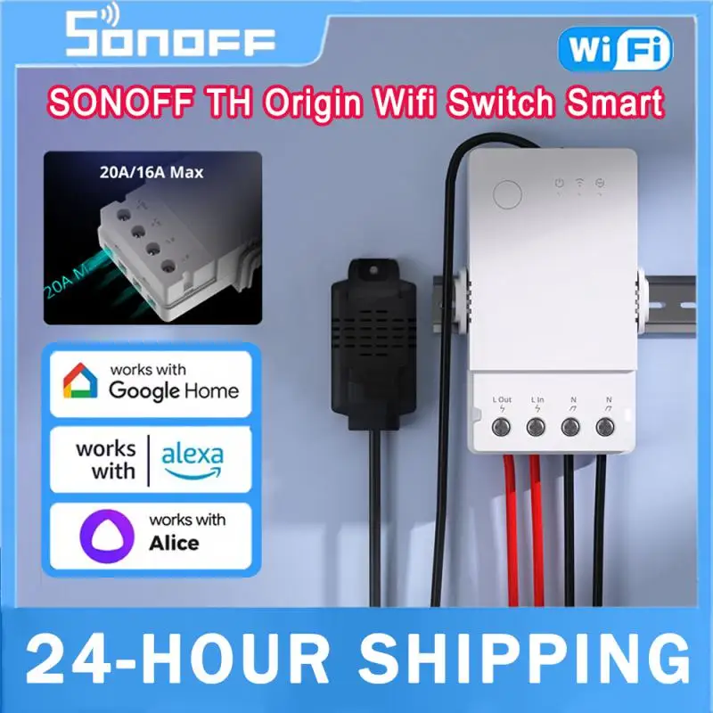 SONOFF TH Origin Wi-Fi переключатель контроллер умного дома переключатель монитора температуры и влажности 16/20A макс. датчик DIY умный термостатический