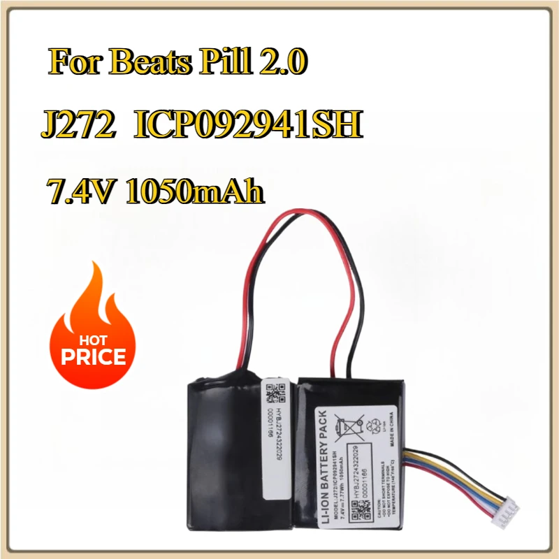 

New Battery 7.4V 1050mAh Li-ion J272 ICP092941SH battery for Beats Pill 2.0 bluetooth speaker
